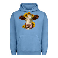 Pigment Pebble Blue hereford cattle sunflowers heifer Urban Hoodie - Jasminsmagicworld