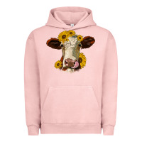 Pigment Salmon hereford cattle sunflowers heifer Urban Hoodie - Jasminsmagicworld