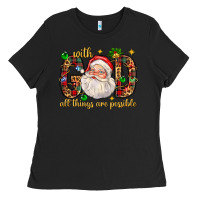 Black with god all things are possible with santa claus bbs Ladies Tee - BundleAndBundleShop
