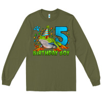 Army Green Birthday Boy Frog Age 5 Long Sleeve Tee - LillyAllenDesigns