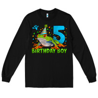 Black Birthday Boy Frog Age 5 Long Sleeve Tee - LillyAllenDesigns