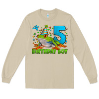 Mushroom Birthday Boy Frog Age 5 Long Sleeve Tee - LillyAllenDesigns
