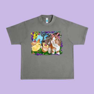 Easter Farm Chicks And Bunny Urban Heavy Tee Designed By Ranaportraitstore