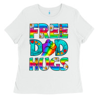 Pride Lgbtq Free Dad Hugs Ladies Tee | Teevron