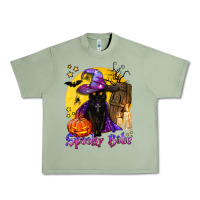 Oil Green spooky babe black witch cat Urban Heavy Tee - BundleAndBundleShop