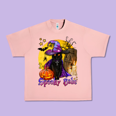 Spooky Babe Black Witch Cat Urban Heavy Tee Designed By Bundleandbundleshop