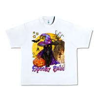 White spooky babe black witch cat Urban Heavy Tee - BundleAndBundleShop