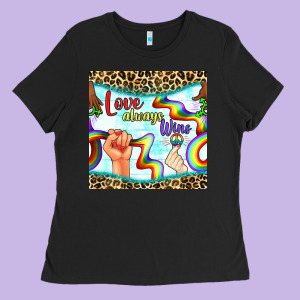Pride Lgbtq Love Always Wins Peace Gender Symbol Ladies Tee Designed By Bundleandbundleshop