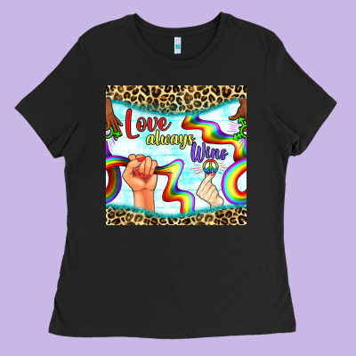 Pride Lgbtq Love Always Wins Peace Gender Symbol Ladies Tee Designed By Bundleandbundleshop