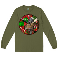 Army Green moose buck deer christmas Long Sleeve Tee - LillyAllenDesigns