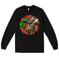 Black moose buck deer christmas Long Sleeve Tee - LillyAllenDesigns