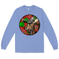 Colony Blue moose buck deer christmas Long Sleeve Tee - LillyAllenDesigns