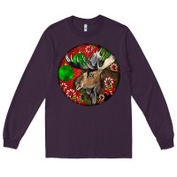 Plum moose buck deer christmas Long Sleeve Tee - LillyAllenDesigns