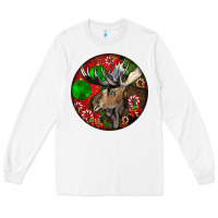 White moose buck deer christmas Long Sleeve Tee - LillyAllenDesigns