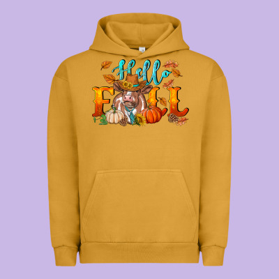 Hello Fall Heifer Cow Urban Hoodie Designed By Ranaportraitstore