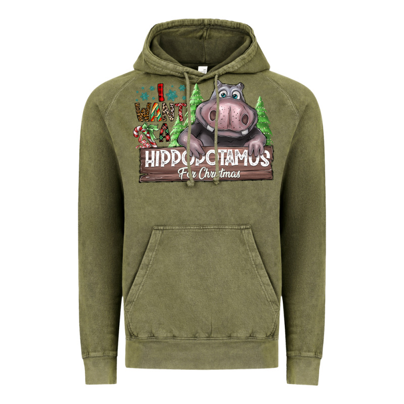 I Want A Hippopotamus For Christmas Vintage Hoodie by CowhideDigitalArt | Teevron