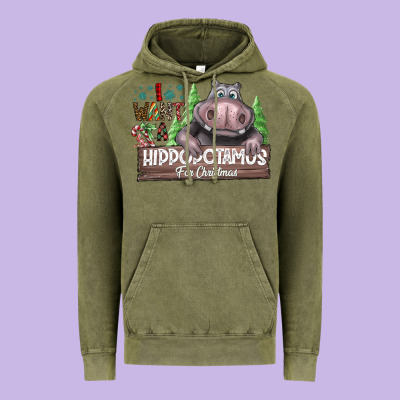 I Want A Hippopotamus For Christmas Vintage Hoodie Designed By Cowhidedigitalart
