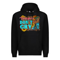 Black cowgirls don't crty boots hat sunflowers Premium Hoodie - Artiststas
