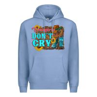 Colony Blue cowgirls don't crty boots hat sunflowers Premium Hoodie - Artiststas