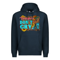 Navy cowgirls don't crty boots hat sunflowers Premium Hoodie - Artiststas