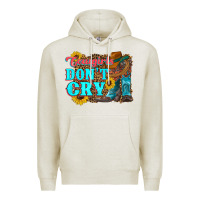 Oatmeal Heather cowgirls don't crty boots hat sunflowers Premium Hoodie - Artiststas
