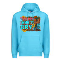 Ocean Blue cowgirls don't crty boots hat sunflowers Premium Hoodie - Artiststas