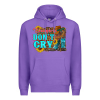 Purple cowgirls don't crty boots hat sunflowers Premium Hoodie - Artiststas