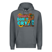Rock cowgirls don't crty boots hat sunflowers Premium Hoodie - Artiststas