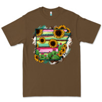Cacao Arkansas Map Sunflower Cactus Serape Premium Tee - RanaPortraitStore