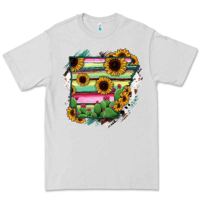 Arkansas Map Sunflower Cactus Serape Premium Tee by RanaPortraitStore | Teevron