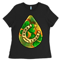Black st.patrick's teardrop earrings Ladies Tee - FaDigitalArtStudio