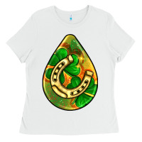 White st.patrick's teardrop earrings Ladies Tee - FaDigitalArtStudio