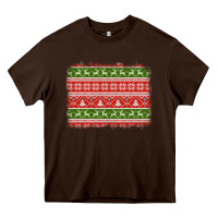Chocolate Brown knitted christmas reindeer pine tree background Heavy Core Tee - Jasminsmagicworld
