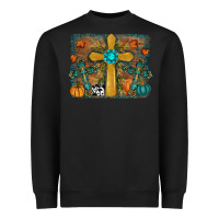 Black Fall Gemstone Cross Heavyweight Sweatshirt - RanaPortraitStore