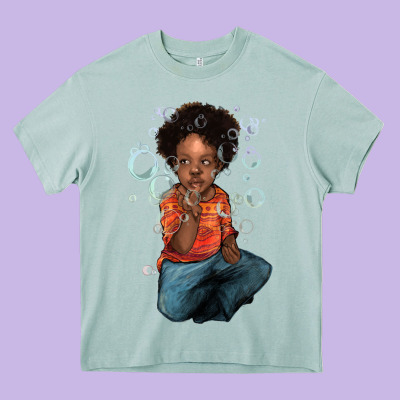Afro Black Boy Heavy Core Tee Designed By Howdyjamesfarm
