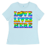 Baby Blue Western Love Lives Here Ladies Tee - BundleAndBundleShop