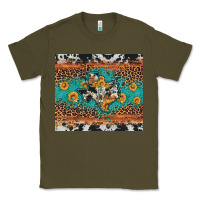 Army Green bull skull texas map sunflower leopard cowhide Classic Tee - Artiststas