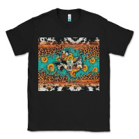 Black bull skull texas map sunflower leopard cowhide Classic Tee - Artiststas