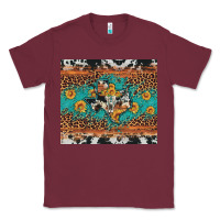 Burgundy bull skull texas map sunflower leopard cowhide Classic Tee - Artiststas