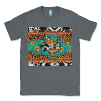 Charcoal Heather bull skull texas map sunflower leopard cowhide Classic Tee - Artiststas