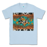 Dusty Blue bull skull texas map sunflower leopard cowhide Classic Tee - Artiststas