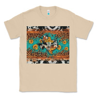 Bull Skull Texas Map Sunflower Leopard Cowhide Classic Tee | Teevron