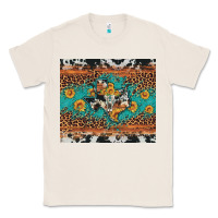 Natural bull skull texas map sunflower leopard cowhide Classic Tee - Artiststas