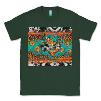 Sports Green bull skull texas map sunflower leopard cowhide Classic Tee - Artiststas