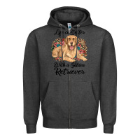 Charcoal Heather life is better with a golden retriever Zipper Hoodie - JahusDesignShop