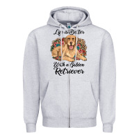 Heather Grey life is better with a golden retriever Zipper Hoodie - JahusDesignShop