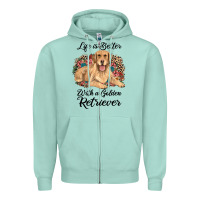Seafoam life is better with a golden retriever Zipper Hoodie - JahusDesignShop