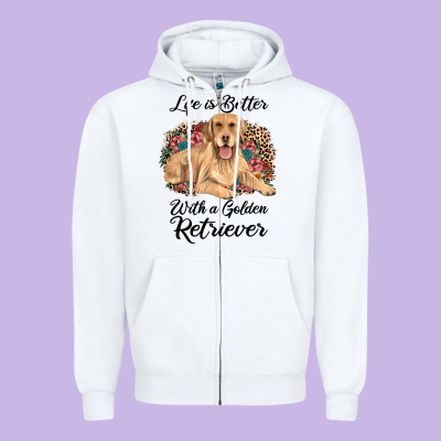 Life Is Better With A Golden Retriever Zipper Hoodie Designed By Jahusdesignshop