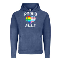 Vintage Denim proud ally lgbt rainbow heart gay pride month Vintage Hoodie - linhVisuals