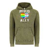Vintage Olive proud ally lgbt rainbow heart gay pride month Vintage Hoodie - linhVisuals